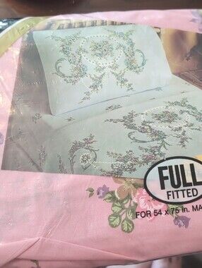 Blush Pink Floral Full Fitted Sheet by